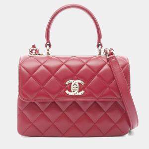 Chanel Trendy CC Red Lambskin Leather Shoulder Bag 