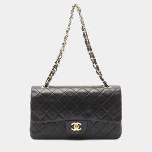 Chanel Classic Double Flap Black Quilted Lambskin Shoulder Bag