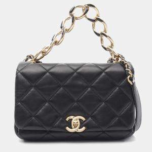 Chanel Color Match Flap Small Black Lambskin Quilted Bag