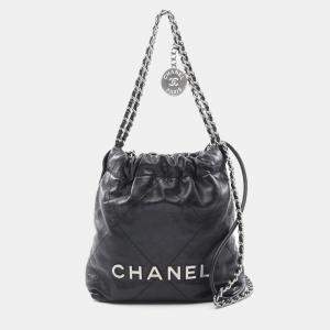 Chanel 22 Mini Black Leather Shoulder Bag 