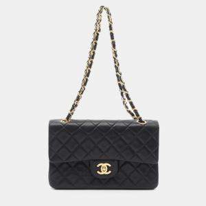 Chanel Classic Double Flap Black Quilted Lambskin Shoulder Bag
