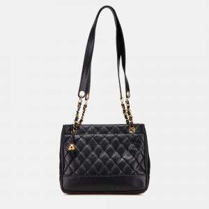 Chanel Black Quilted Caviar Chain Tote