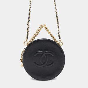 Chanel Round Black Leather Chain Shoulder Bag
