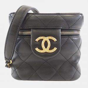 Chanel Vanity Black Leather Shoulder Bag