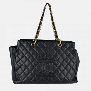 Chanel CC Timeless Black Leather Tote Bag