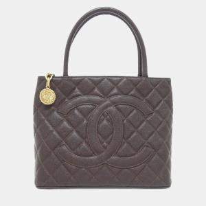 Chanel Medallion Brown Grained Calfskin Leather Tote Bag