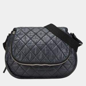 Chanel Quilted Expandable Black Leather Shoulder Bag