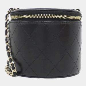 Chanel Quilted Mini Round Vanity Clutch with Chain