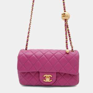 Chanel Mini Matelasse Single Flap Cocoball Chain shoulder Bag Purple Lambskin Size 20