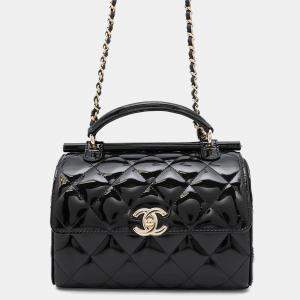 Chanel Black Patent Leather Top Handle Bag