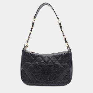 Chanel Matelasse One Belt Bag Black Caviar Leather