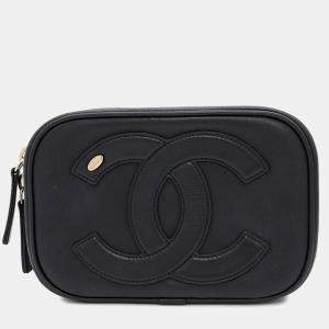 Chanel CC Logo Black Lambskin Crossbody Bag 