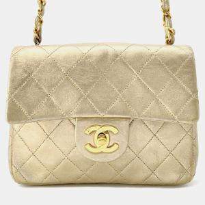 Chanel Mini Matelasse Gold Lambskin Chain shoulder Bag 