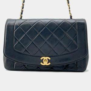 Chanel Diana Chain Black Lambskin Shoulder Bag 