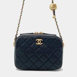 Chanel Matelasse Black Lambskin Chain Camera Bag 