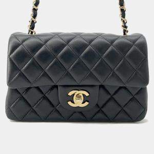 Chanel Mini Matelasse Black Lambskin Chain Flap Shoulder Bag