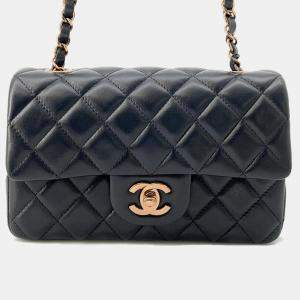 Chanel Mini Matelasse Black Lambskin Chain Flap Shoulder Bag