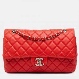 Chanel Red Medium Classic Lambskin Double Flap