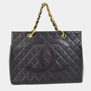 Chanel Black Calfskin Tote Chain Handbag