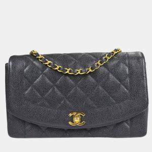 Chanel Diana Medium Black Leather Chain Shoulder Bag