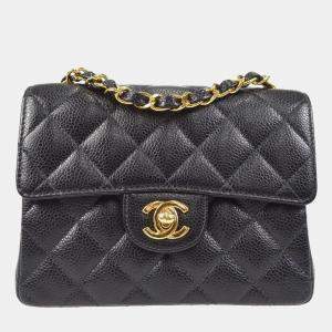 Chanel Classic Square Flap Mini Black Caviar Leather Shoulder Bag