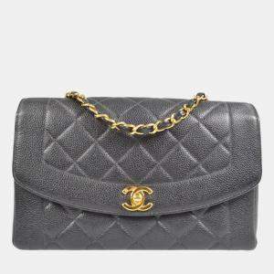 Chanel Diana Medium Black Caviar Leather Chain Shoulder Bag