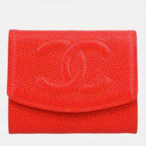 Chanel Red Calfskin Coin Purse Wallet