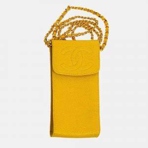 Chanel Timeless Yellow Caviar Leather Pochette Phone Case