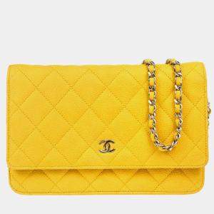 Chanel Yellow Calfskin Classic WOC Shoulder Wallet Bag