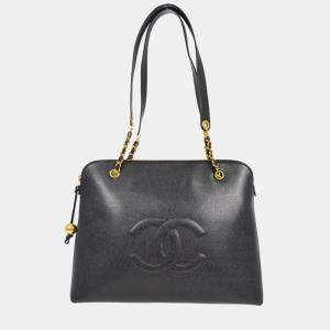 Chanel Timeless CC Black Calfskin Chain Tote Bag