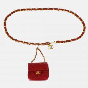 Chanel Red Lambskin Classic Flap Micro Bum Belt Bag