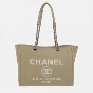 Chanel Deauville Gray Canvas Small Tote Bag