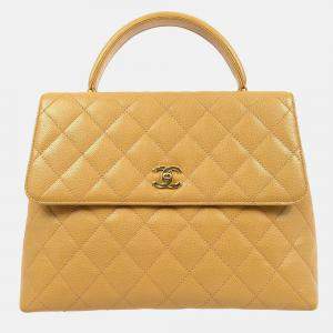 Chanel Kelly Beige Calfskin Leather Top Handle Bag