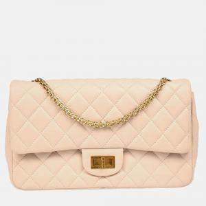 Chanel 2.55 Double Flap Beige Lambskin Shoulder Bag