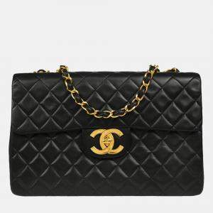 Chanel Classic Flap Black Lambskin Maxi Shoulder Bag