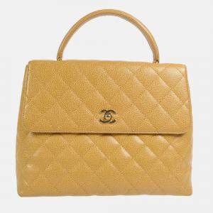 Chanel Medium Straight Flap Beige Calfskin Bag