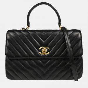 Chanel Black Lambskin Trendy Chevron Handbag