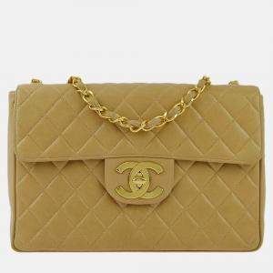 Chanel Classic Flap Jumbo Beige Lambskin Shoulder Bag