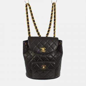 Chanel Black Lambskin Large Duma Backpack