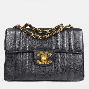 Chanel Mademoiselle Classic Flap Black Leather Double Chain Shoulder Bag