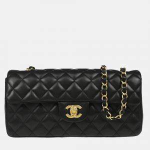 Chanel East West Black Lambskin Shoulder Bag