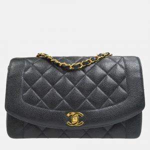 Chanel Diana Medium Black Caviar Leather Chain Shoulder Bag
