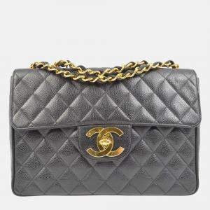Chanel Classic Single Flap Jumbo Black Quilted Caviar Bag