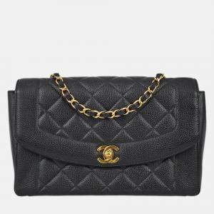 Chanel Diana Medium Black Calfskin Chain Shoulder Bag