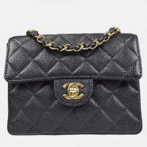 Chanel Mini Classic Square Flap Black Calfskin Bag