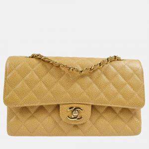 Chanel Classic Double Flap Medium Beige Calfskin Bag