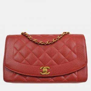 Chanel Red Calfskin Medium Diana Chain Shoulder Bag