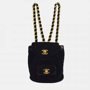 Chanel Duma Small Black Velvet Backpack 