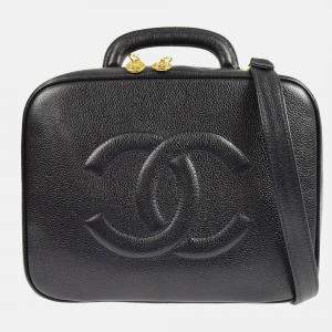 Chanel Black Calfskin Timeless Lunch Box Vanity 24 2way Handbag