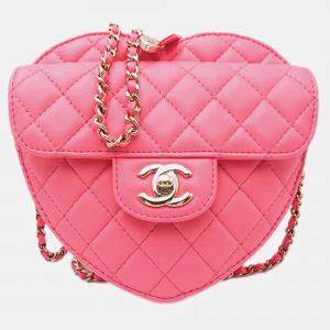 Chanel Pink Lambskin CC in Love Heart Crossbody